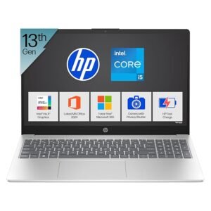 HP 15, 13th Gen Intel Core i5-1334U Laptop (16GB DDR4,512GB SSD) Anti-Glare, Micro-Edge,15.6''/39.6cm, FHD, Win11,M365,Office24, Silver,1.59kg, Iris Xe Graphics,FHD Camera w/Privacy Shutter, fd0577TU